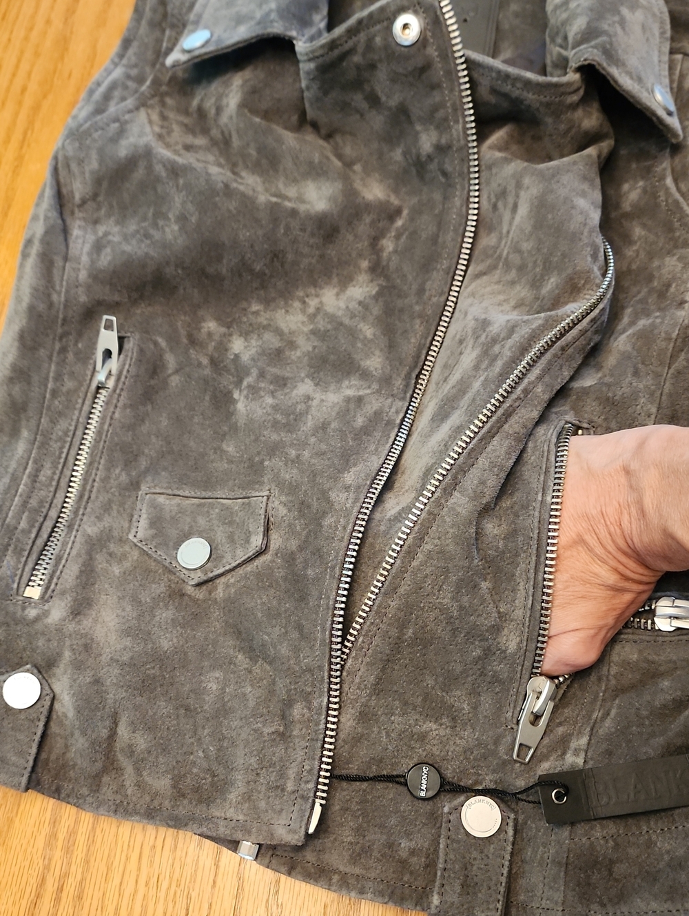 Blank NYC Suede Moto Vest - Charcoal Gray - Picture 12 of 16